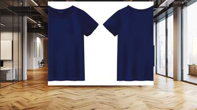 Unisex blue t shirt mock up. Short sleeve tee. T-shirt design template. Wall mural