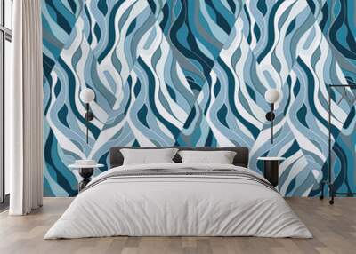 Wave mosaic seamless patern. Abstract liquid ornament. Decorative soft lines wallpaper. Wall mural