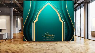 elegant background for the celebration of the Islamic new year with ornament ornaments and gold details Wall mural