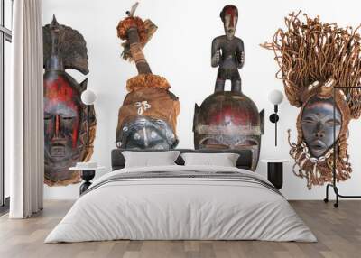 Traditional wooden handmade African masks Wall mural