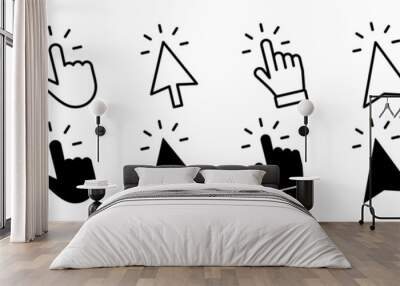 Click Cursor. Computer mouse click cursor. Pointer click. Hand pointer symbol. Clicking finger. Pixel cursor or computer mouse pointer. Vector illustration Wall mural