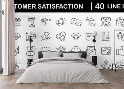 Customer satisfaction set of web icons in line style. Feedback icons for web and mobile app. Containing rating, like, dislike, customer experience, review, client satisfaction, testimonial and more Wall mural