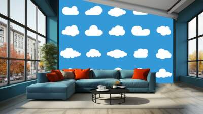 Set of Vector Cloud icons. Cloud symbol for your web site design, logo, app, UI. Set of different sky. Blue Cloud icon, cloud shape. Wall mural