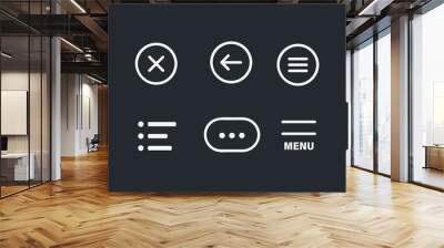 Ui menu icons. Set Hamburger Menu icon Wall mural