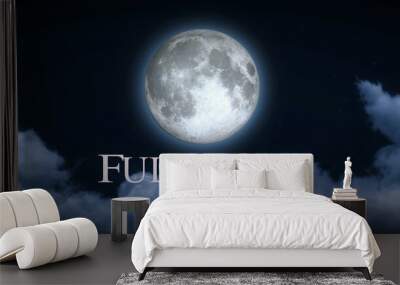 full moon with blue clouds panoramic view Wall mural