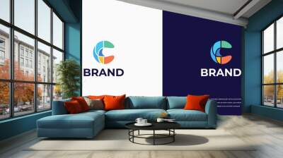 colorful letter C logo for technology Wall mural