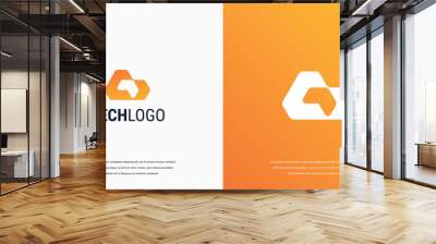 technology logo design inspiration, letter logo Wall mural