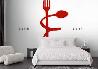 Initial F Fork and Spoon Wall mural