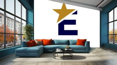 Minimalist Initial E Gold Star Logo Wall mural