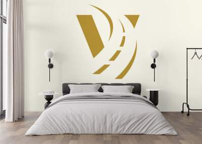 Simple Elegant Initial V Road Way Logo Wall mural