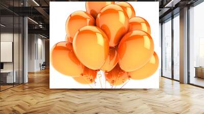 Orange balloons party decoration. Sunny holiday concept Wall mural