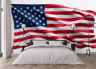 american flag isolated on white Wall mural