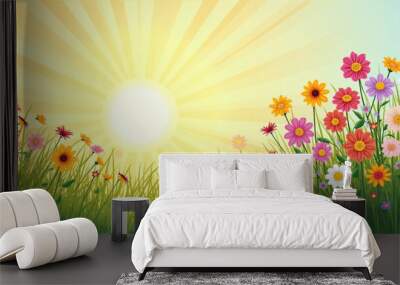 grass and flowers Wall mural