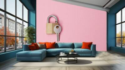 pink padlock with key Wall mural