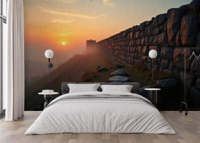 sunset in the city Wall mural