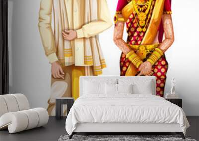 Andhrait wedding couple in traditional costume of Andhra Pradesh, India Wall mural