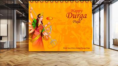 easy to edit vector illustration of happy durga puja india festival holiday background Wall mural