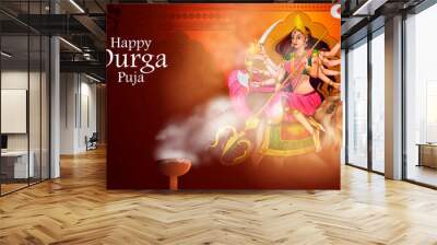 easy to edit vector illustration of Happy Durga Puja India festival holiday background Wall mural