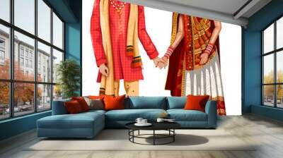 Gujaratii wedding couple in traditional costume of Gujarat, India Wall mural