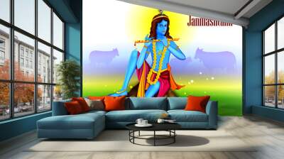 Happy Krishna Janmashtami background Wall mural