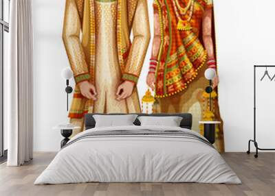 Haryanvi wedding couple in traditional costume of Haryana, India Wall mural