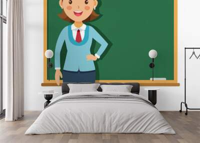 Educator in front of a white chalkboard vector illustration Wall mural