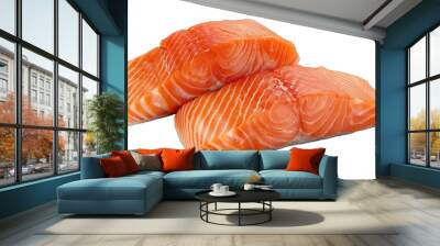 Raw salmon fillets - isolated image Wall mural