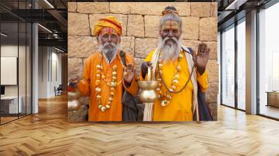 jain priest welcoming saluting Wall mural