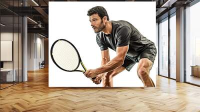 mature tennis player man isolated white background Wall mural