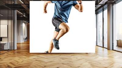 one caucasian runner running jogger jogger young man in studio isolated on white background Wall mural