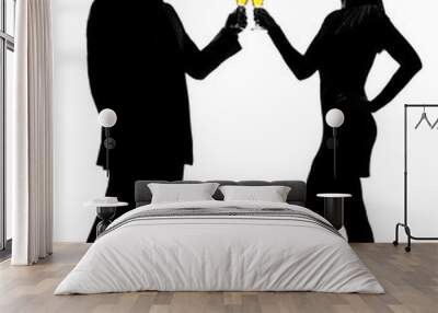 one couple man and woman drinking champagne partying toasting Wall mural