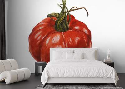 A watercolour painting of a ripe red beef tomato Wall mural