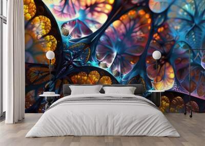 Abstract fractal kaleidoscopic visions, with shifting shapes and colors Wall mural