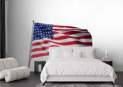 USA flag on transparent background, united state of america, us, america, blue, stripes, flagpole, stars, capitalism, realistic flag waving in the wind, png transparent Wall mural