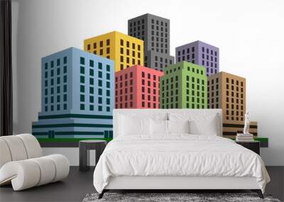 An illustration of 3d colorful city icon Wall mural