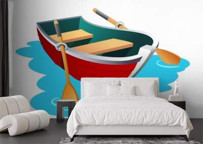 An illustration of small row boat Wall mural