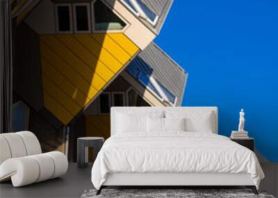 Famous Cube houses in Rotterdam, South Holland, Netherlands , Designed and architect by Piet Blom. Wall mural