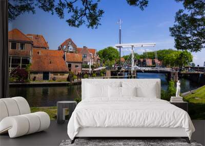 Scenic Enkhuizen cityscape in Northern Netherlands. One of the most important harbor cities in the Netherlands. Wall mural