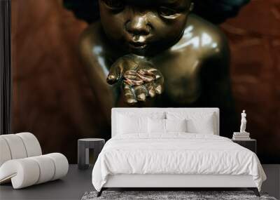 angel statue and wedding rings Wall mural