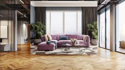 Modern interior design of living room, Shenzhen city Wall mural