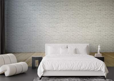 white brick wall with wood floor Wall mural