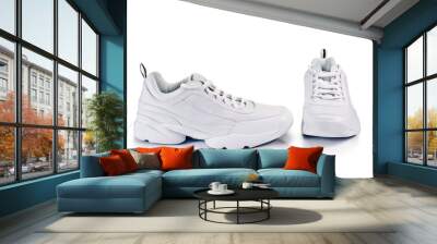 White sneakers isolated on a white background. Wall mural