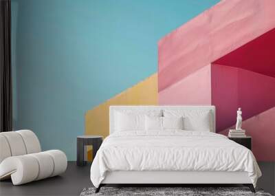 Architecture abstract geometric colored shapes on sky background Wall mural