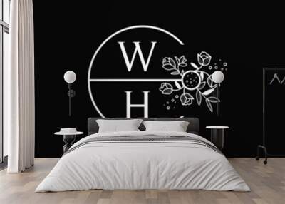 Flower WH Letter Logo Template Vector Wall mural