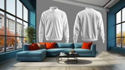 White jacket bomber mockup, front and back view on  gray background Wall mural