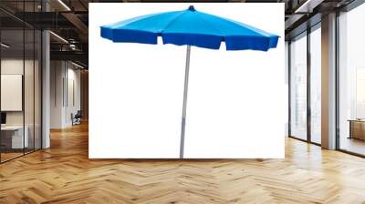 Blue beach umbrella isolated on white Wall mural