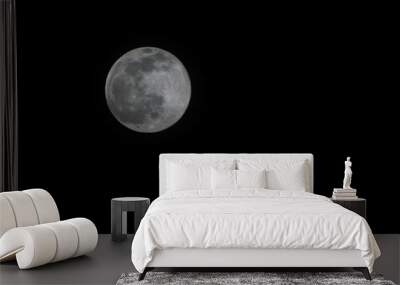 Full moon on dark black sky background Wall mural