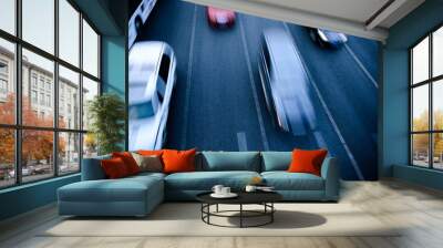 cars in highway with blur motion Wall mural