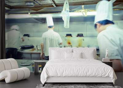 motion chefs of a restaurant kitchen Wall mural