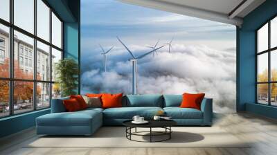 Wind power generation on the mountain Wall mural